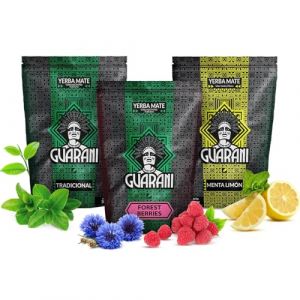 Yerba mate set Guarani | Trois paquets de yerba mate | Classique, citron, fruits des bois | Yerba mate du Paraguay | Caf&eacute;ine naturelle | 3x500g | 1,5kg (MateMundo, neuf)