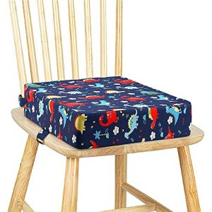 Chickwin Coussin Rehausseur Chaise Enfant, Chaise Haute Bébé Portable Réhausseur Coussin de Siège Ajustable Démontable Confortable Eponge Coussins pour Salle à Manger (Dinosaure,32x32x8cm) (chickwing, neuf)