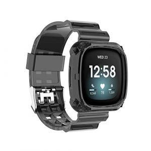 BoLuo Bracelet de Montre pour Fitbit Versa 4 /Fitbit Versa 3,Silicone Bracelets Strap Armband Bande avec fermoir Réglable Sangle Loop pour Fitbit Versa 4 / Versa 3/Fitbit Sense 2 /Sense (noir) (BoLuo, neuf)