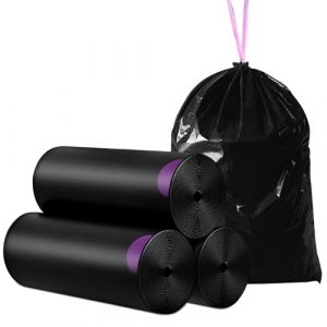 MIVIDE 261pcs Sacs Poubelle avec Cordon de Serrage, 25L &agrave; 35L Sac Poubelle Noir, HDPE Sacs Poubelle &agrave; Poign&eacute;es Ind&eacute;chirable pour la Maison, le Jardin, la Restauration - 55 x 59 cm (9 Rouleaux) (CAO LEI, neuf)