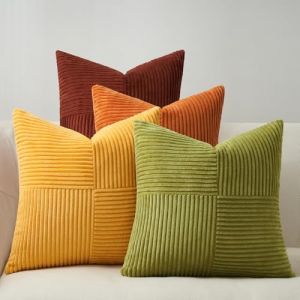 Topfinel Housse Coussin Jaune 40x40cm Forme de Moulin à Vent Decoration Chambre Salon Maison Lot de 4 Housse de Coussin Canape Lit Jardin Déco Aesthetic Scandinave pour Canapé en Velours Côtelé (NoledarEU, neuf)