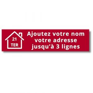 Plaque Boîte aux Lettres Personnalisée Adhésive - Nom Gravé PVC Résistant - 10x2.5cm Gris Alu Métallisé - 1 à 3 Lignes pour Maison Numéro Rue (Bordeaux/Blanc) (Univerdeal, neuf)