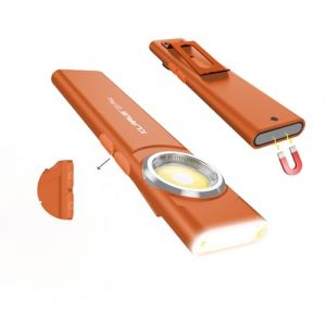 KLARUS E5 Plus Lampe de poche EDC ultra-fine, double interrupteur, triple éclairage, 650 lumens, rechargeable par USB-C, ultra-portable, avec base magnétique et clip de poche (Orange) (Klarus® EU Store, neuf)