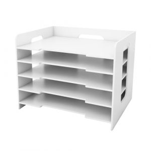 Support de Rangement Bac &agrave; Courrier Plateaux de Classement de Fichier Bureau Maison et &Eacute;cole, 33,5 x 25,5 x 28 cm - 5 Couches - Blanc(1PC) (Hechheu, neuf)