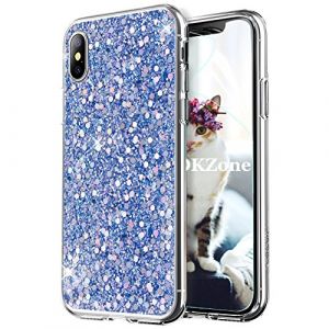 OKZone Coque iPhone X, Mince &Eacute;tui en Silicone Souple Paillette Strass Brillante Bling Bling Glitter de Luxe,Flexible Plein-Corps TPU de Protection pour Apple iPhone X 5,8 Pouces (Bleu) (OKZone EU Store, neuf)