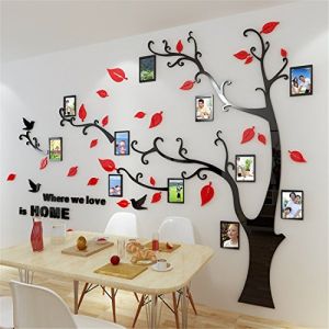 Arbre Sticker Muraux 3D Autocollants DIY Cadre de Photo Stickers Mural Arts D&eacute;corations pour Chambre, Salon, Chambr (Rouge Gauche,XL: 200 * 276CM) (guangmu, neuf)