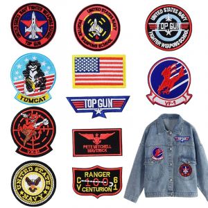 JAONLD 11 Pi&egrave;ces Top Gun Ecusson a Coudre, Patch Thermocollant Enfant, Patch Brod&eacute; Air Force Marine Corps Arm&eacute;e Veste Tactique Militaire Logo Applique D&eacute;corative, pour V&ecirc;tements Veste Jeans Sac &agrave; Dos (XINDONGLI, neuf)