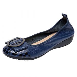 ANUFER Femmes Doux Bas Talon Compensé Glisser sur Ballerines Chaussures de Marche Bleu Marin SN020622 EU42 (ANUFER's Shop, neuf)
