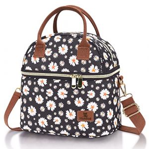 Hafmall Sac Isotherme Repas Femme, 9L Sac Bureau, Lunch Bag Imperm&eacute;able &agrave; 2 Compartiments pour L'&eacute;cole et le Travail, Marguerite (hafmall, neuf)
