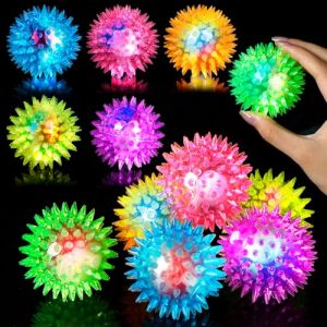 Corpower Cadeau Anniversaire Enfants Balle Lumineuse Enfants, 12 PCS Balle Anti-Stress Lumineuse Boule Hérisson Sensorielles, Jouet pour Animal Domestique ou Classe Sensorielle pour Bébé (Corpower-EU, neuf)