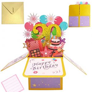 Carte Anniversaire 20 Ans Cartes D'anniversaire Pop-up Carte de Voeux 3d Avec Enveloppe Cadeau pour Femmes Hommes Filles Amis M&egrave;res (A 20) (XIANGEN-EUR, neuf)