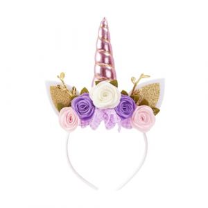 Nishine Serre-t&ecirc;te licorne non tiss&eacute; avec oreilles de chat et corne &agrave; paillettes pour cosplay, fournitures de f&ecirc;te licorne (rose) (Nixun E-Commerce Co., Ltd, neuf)