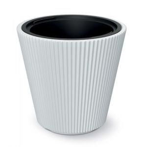 Tymar Pot de Fleurs avec Insert, Pot de Fleurs en Plastique, jardinière, Grand Pot de Plantes(DBMIV Blanc,ø 30 cm) (Julmax, neuf)