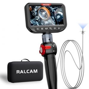 Ralcam Cam&eacute;ra Endoscopique avec Lumi&egrave;re, T&ecirc;te Rotative &agrave; 210&deg;, Sonde 3.0 mm, &Eacute;cran HD 5", IP67 &Eacute;tanche, C&acirc;ble Serpentin en Acier INOX 1,5 m, Cam&eacute;ra d&rsquo;Inspection pour Voiture, Tuyaux & Maison (Ralcam, neuf)