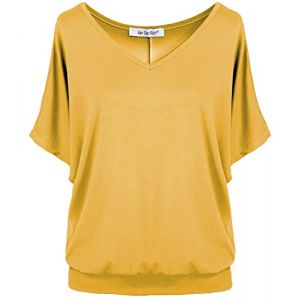 Van Der Rich &reg; - T-Shirt Manches Courtes Uni Basic Top - Femme (Moutarde, M) (PZ Diffusion, neuf)