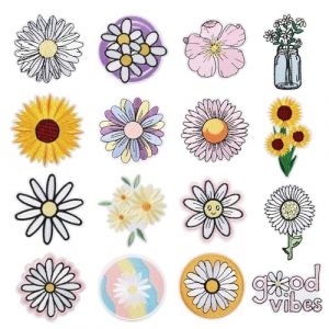 Woohome Broderie Patch Thermocollant, 16 PCS Fleurs Mélangé Autocollant de Patch Appliques Ecussons à Coudre Transferts Ecusson Thermocollant ou Ecusson à Coudre pour Vêtement T-shirt Jeans Veste (CXiong, neuf)