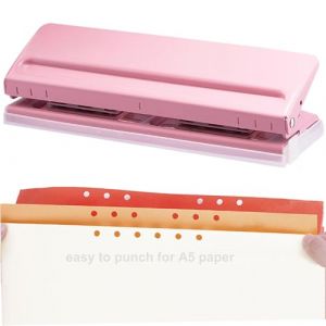 Kongming perforateur 6 trous en Métal perforatrice - Espacement réglable - Capacité de perforation de 8 feuilles - Pour papier A5, A3, A4, A6, B3, B4, B5, B6, B7 (Rosa) (Kongming Direct, neuf)