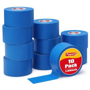 Fyguard Lot de 10 rouleaux de ruban de masquage - 48 mm x 50 m - Bleu - Pour travaux de peinture, ruban de masquage, peintre, peinture - R&eacute;sistant &agrave; la chaleur - Pour peindre, vernir, r&eacute;nover (pengzhicheng, neuf)