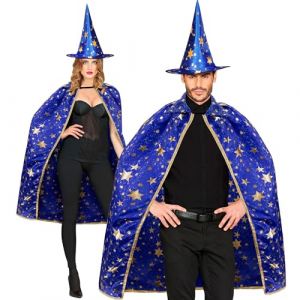 W WIDMANN MILANO Party Fashion - Costume magicien pour adultes, cape (85 cm) avec chapeau, magicien, sorci&egrave;re (Libreria Punto & Virgola Acqualagna, neuf)