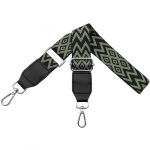 Sangle Sac Bandouliere R&eacute;glable Bandouliere pour Sac avec Cuir Sangle pour Sac &agrave; Main Bandouliere avec Mousqueton 3.8cm Argent Bretelles Larges pour Femmes Crossbody, Noir/Vert Clair, W19 (Omxyinma, neuf)