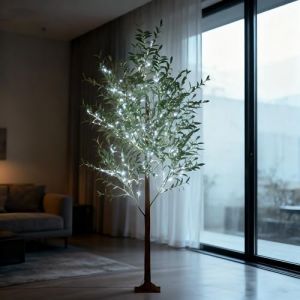 UISEBRT Olivier lumineux &agrave; LED, arbre lumineux avec feuilles, &eacute;tanche IP44, sapin de No&euml;l pour No&euml;l, mariage, anniversaire, f&ecirc;te, printemps, int&eacute;rieur et ext&eacute;rieur, 180 cm, avec 300 LED blanc froid (Danyang Home, neuf)