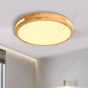 LAMPLAY Plafonnier Rond En Bois, &Oslash;30cm, LED &Agrave; Lumi&egrave;re Chaude, Bois Naturel Original 3000K, 18W, Design Creux Lat&eacute;ral, Id&eacute;al Pour Une Chambre Un Salon Un Bureau Une Chambre D'Enfant Une Cuisine (LAMPLIT, neuf)