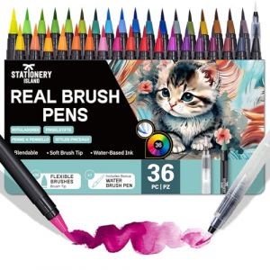 STATIONERY ISLAND Feutres Pinceaux 36+1 Feutre Aquarelle Stylo Aquarelle Feutre Pinceau Peinture Pinceau Reservoir Brush Pen Pour Coloriage calligraphie Enfants & Adulte (Stationery Island, neuf)