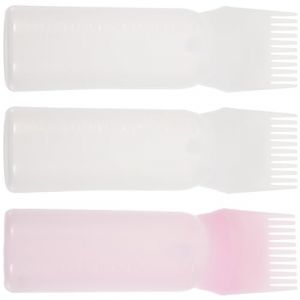 FIXOSHEE Lot de 3 Bouteilles Applicatrices de Teinture pour Cheveux Plastique L&eacute;ger 2 Blanches 1 Rose Outil de Barbier pour Salon et Maison Distribution Uniforme de Couleur Accessoire (Jiingsq, neuf)