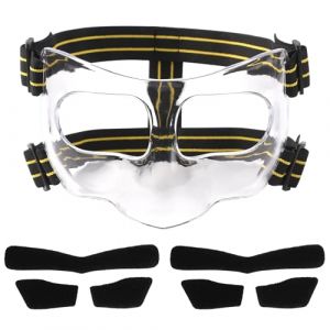 Prot&egrave;ge Nez Cass&eacute;, 15x9,5cm Prot&egrave;ge Nez Jaune Noir Masque pour Nez Cass&eacute; de Sport R&eacute;glable avec Rembourrage Protection du Nez pour Le Basket-Ball Football Baseball (Couverture Compl&egrave;te) (KISEGO, neuf)