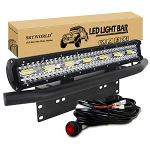 SKYWORLD 8D 50 cm 420W Barre Led avec 12V faisceau de c&acirc;blage et 58 cm support plaque immatriculation, Rampe led bar 4x4 Longue Port&eacute;e Barre Lumineuse pour Voiture Camion Hors Route (SKYWORLD-EU, neuf)