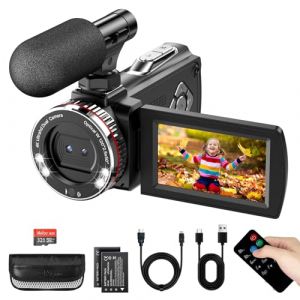 Cam&eacute;scope 4K 60FPS 48MP Cam&eacute;ra Vid&eacute;o avec Zoom Num&eacute;rique 21X, &Eacute;cran IPS 3" 270&deg; Vlogging Camera sur YouTube, Camcorder Video Camera avec C&acirc;ble HDMI, Microphone, T&eacute;l&eacute;commande, 2 Piles, Carte 32 Go (zimoce, neuf)