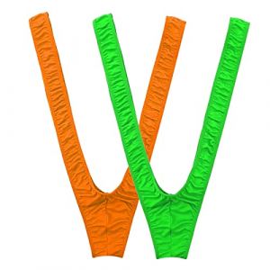VemeFufu 2PCS Borat String Homme Sexy Hot Funny Maillot de Bain Tenue pour Hommes Vert Orangé (VemeFufu FR, neuf)
