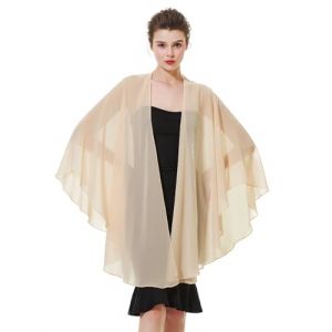 BEAUTELICATE Femme Étole Châle Elégant Foulard Boléro Cape en Mousseline de Soie Pour Robe de Soirée Mariage Mariée Cérémonie(Champagne, Taille Unique) (BEAUTELICATE-FR, neuf)