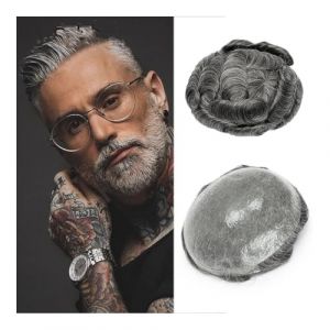 Perruque pour homme, Toupet de cheveux humains peau fine Pu m&acirc;le perruque proth&egrave;se hommes toupet syst&egrave;me de remplacement de cheveux europ&eacute;en Remy pi&egrave;ces de cheveux,Perruque blonde(Medium Light Brown, (zhuyanbo, neuf)