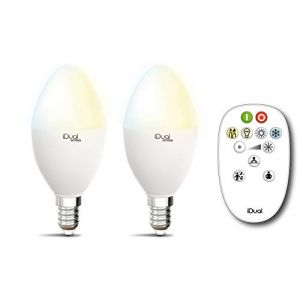 Lot de 2 ampoules LED iDual Whites 45 mm Culot E14 avec télécommande (Livarto, neuf)
