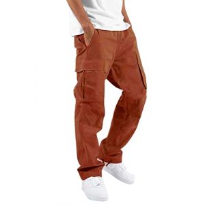 ORANDESIGNE Homme Pantalons Casual Jeans Sport Jogging Slim Fit Militaire Cargo Montagne Baggy Pants Multi Poches Pantalon Cargo Homme Casual Sport Jogging Jogger Chino C Orange L (Wowmart Zoo X., neuf)