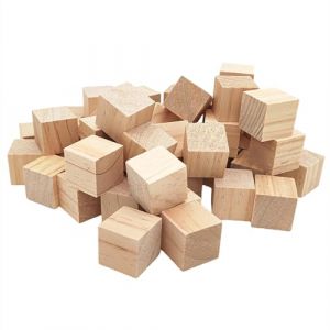 Cube en Bois (Lot de 50) - Petits Cubes en Bois Brut 3 x 3 x 3 cm - Cubes Bois de Pin Naturel -Cube Bois Bricolage, Loisirs Créatifs, Tampons (Anktily, neuf)