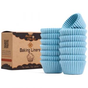 Caissette Muffins Papier Mini,400 pièces Bleu,Caissettes Cupcake,Parchemin & Résistant à la Graisse,La fête,Mini Taille (BakeChoice, neuf)