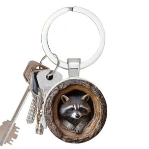 Dubbulon Porte-Clés Raton Laveur - Charme pour Sac à Dos Arbre Creux Raton Laveur,pour Portefeuille Sac Femme Décoration Maison Voyage (Dubbulon, neuf)