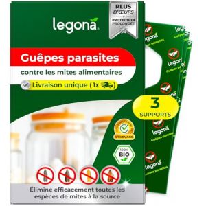 Legona Trichogrammes Anti Mites Alimentaires - 3 Cartes &agrave; 1 Livraison - Anti-Mites Naturel - Puissant Produit Contre Les Mites (Legona-FR, neuf)