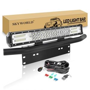 SKYWORLD 50 cm 288W barre de led avec 12V stroboscopique faisceau de c&acirc;blage kit et support de plaque d'immatriculation pour 4x4 offroad V&eacute;hicules Voiture camions hors route, feu antibrouillard (SKYWORLD-EU, neuf)