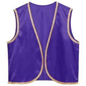 dPois Homme Déguisement Arabe Gilet Pantalon Costume Arabe Roi Prince Carnaval Partie Fête Jeux de Rôle F Gilet Violet Foncé S (dPois eu, neuf)