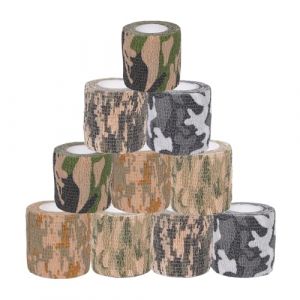 Bandage Autoadhésif, Ruban de Camouflage, 10 Rouleaux Bande Cohésive Camouflage Bandage, Autoadhésif Cohésifs Camo Ruban, Bandage de Camouflage Auto Adhésif pour Chasse Extérieur Sports, 5cm X 4.5m (UP LII, neuf)