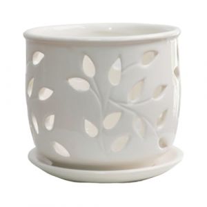 Muzrunq Pottes de Plante en céramique, Pots d'orchidées de 5 Pouces jardinière en céramique avec Trous Drainage et Soucoupe, planteur d'orchidée pour Plantes Maison Cactus succulente succulente int (Yijiajudhf, neuf)