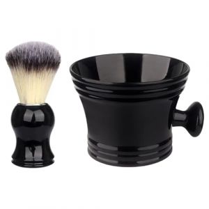 Lot de 2 blaireaux de rasage avec bol &agrave; savon pour homme - Facile &agrave; mousser - Convient pour p&egrave;re et mari - Kit de savon et bol (HEziej, neuf)