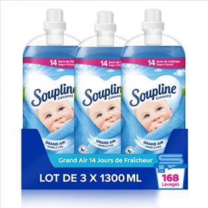 SOUPLINE - Adoucissant Linge Soupline Concentré Grand Air - Fraîcheur 14 Jours - Testé Dermatologiquement - 3 x 1300 ml (168 Lavages) (culture et vous95, neuf)