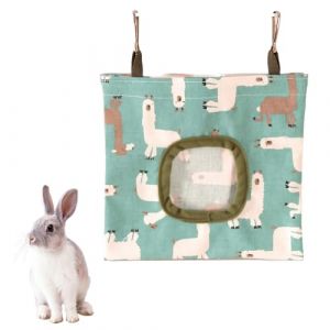 WUSJCOF Sac à foin pour lapins, mangeoire pour cochons d'Inde, distributeur de nourriture, sac à foin pour petits animaux, sac à foin pour lapins, hamsters et petits animaux (motif alpaga) (NAROU DUTEN, neuf)