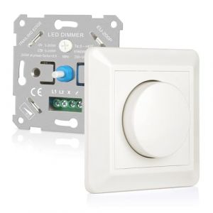 Aroidful Variateur de Lumiere LED 220V-240V, Interrupteur Variateur LED 5W-200W Variateur LED Rotatif pour Lumières LED dimmables, Variateur Mural Silencieux et sans bruit (Blanc) (fsbmin, neuf)
