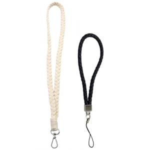 MYGLOAR Lot de 2 longs cordons en nylon avec mousqueton, cordon tour de cou avec clip pivotant en m&eacute;tal, sangle de cou d&eacute;tachable, longue dragonne en paracorde (beige) (GAO JIA  DE  DIAN, neuf)