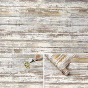 Arthome Rustique Bois Papier Peint, 44cmx10m Gris Auto Adhesif, Vinyle Décoratif pour comptoir d'armoire, facile à nettoyer, amovible, grain de planche vieilli, revêtement mural vintage (Arthome  Décor, neuf)
